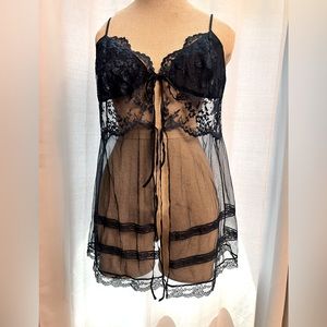 Vintage Victoria's blue Secret Baby Doll Top size L silk trimmed